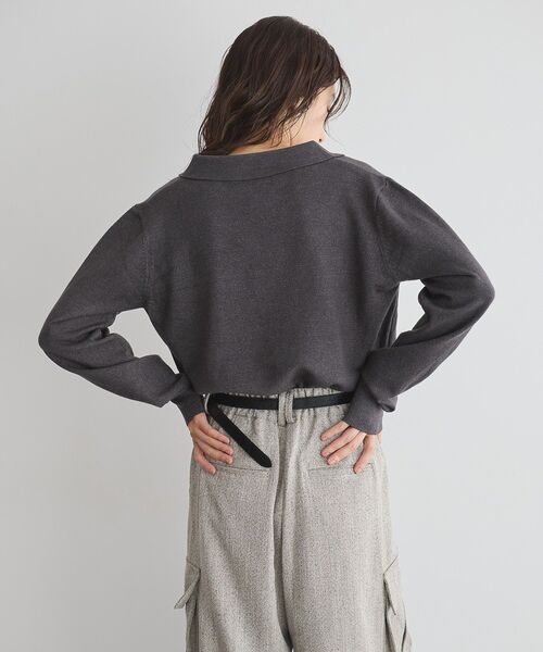 GARAGE OF GOOD CLOTHING（ガレージオブグッドクロージング）の「ポロ襟ニットプルオーバー（ニット/セーター・レディース・モカ/ブラック/チャコールグレー・FREE）」の6枚目の写真