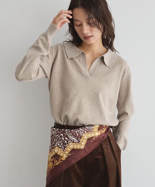 GARAGE OF GOOD CLOTHING（ガレージオブグッドクロージング）の「ポロ襟ニットプルオーバー（ニット/セーター・レディース・モカ/ブラック/チャコールグレー・FREE）」の11枚目の写真