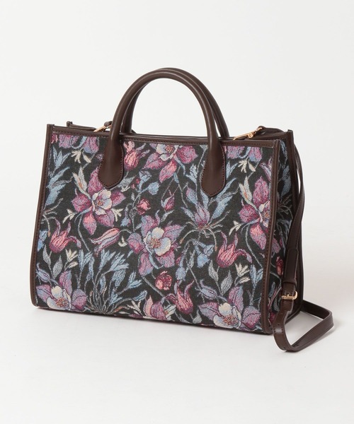 Andemiu(アンデミュウ)の「フラワージャガードスクエアトートバック605846(トートバッグ・レディース・ブラック/レッド・FREE)」の5枚目の写真