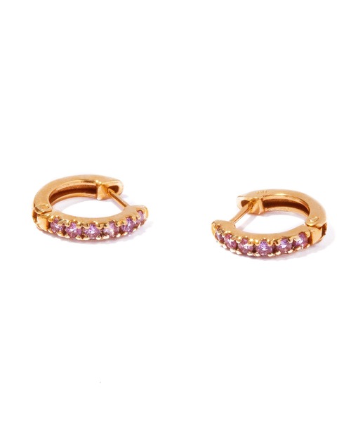 les bonbon(ルボンボン)の「【les bonbon】embrace pink sapphire pierce/エンブレイス ピンクサファイア ピアス(ピアス(両耳用)・レディース・イエローゴールド・FREE)」の5枚目の写真