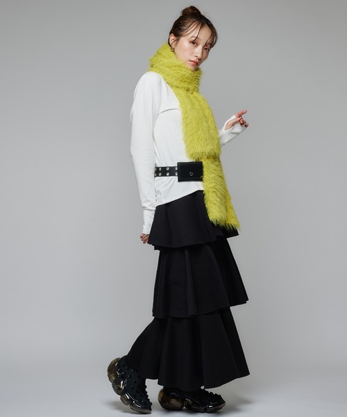 Narcissus（ナルシス）の「フリルスウェットスカート/ティアードスウェット/リラックス《動画あり》（スカート・レディース・ブラック/グレー・FREE）」の6枚目の写真