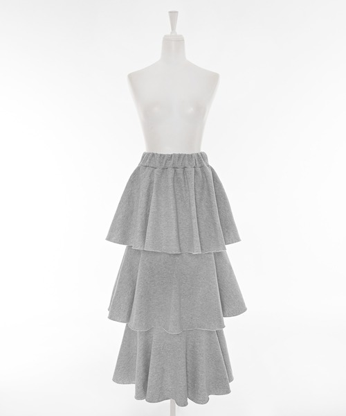 Narcissus（ナルシス）の「フリルスウェットスカート/ティアードスウェット/リラックス《動画あり》（スカート・レディース・ブラック/グレー・FREE）」の12枚目の写真