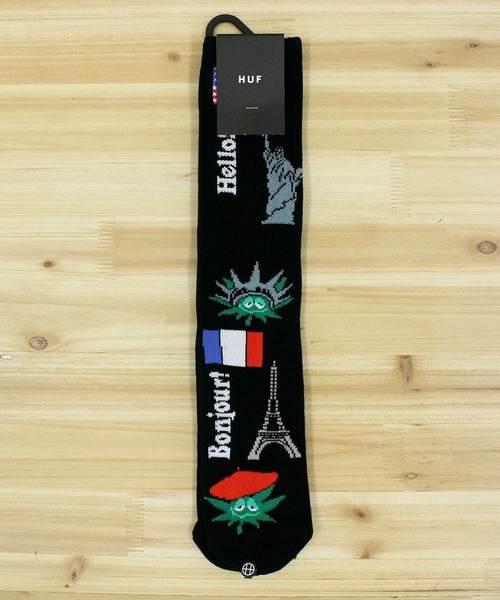 HUF(ハフ)の「グリーンバディ ツーリストソックス Green Buddy Tourist Sock(ソックス/靴下・メンズ・ホワイト/ブラック・O/S)」の2枚目の写真