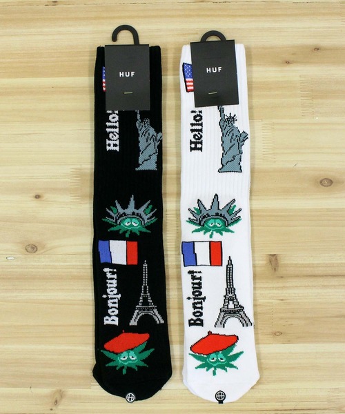 HUF(ハフ)の「グリーンバディ ツーリストソックス Green Buddy Tourist Sock(ソックス/靴下・メンズ・ホワイト/ブラック・O/S)」の3枚目の写真