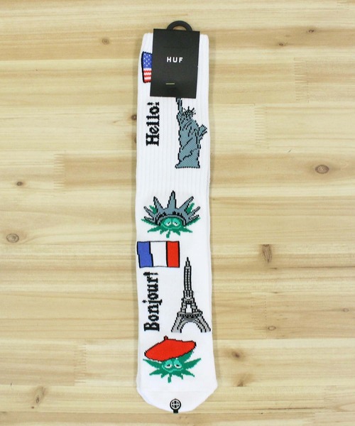 HUF(ハフ)の「グリーンバディ ツーリストソックス Green Buddy Tourist Sock(ソックス/靴下・メンズ・ホワイト/ブラック・O/S)」の4枚目の写真
