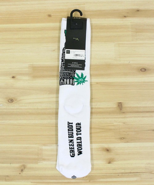 HUF(ハフ)の「グリーンバディ ツーリストソックス Green Buddy Tourist Sock(ソックス/靴下・メンズ・ホワイト/ブラック・O/S)」の5枚目の写真