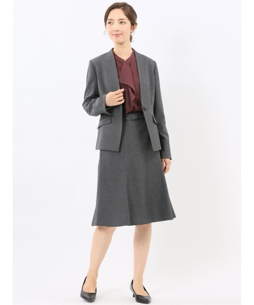 m.f.editorial（エムエフエディトリアル）の「【ストレッチ ウォッシャブル】m.f.エディトリアルレディース ウール調フレアースカート(セットアップ可能)（スーツスカート・レディース・グレー系その他2・S/MEDIUM/LARGE）」の12枚目の写真