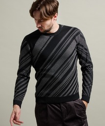 HIDEAWAYS NICOLE | 【HIDEAWAYS BLACK】バイアスリンクスジャカードクルーネックニット(ニット/セーター)