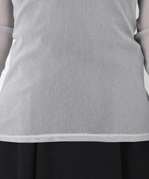 STRAWBERRY-FIELDS(ストロベリーフィールズ)の「ナイロンラメチュール_ラメチュールトップス(Tシャツ/カットソー・レディース・ベージュ/ブラック/グレー・2)」の10枚目の写真