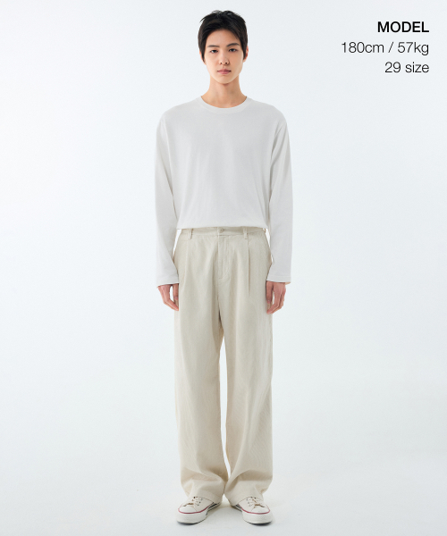 MUSINSA STANDARD（ムシンサスタンダード）の「ワイドコーデュロイパンツ[クリーム]（その他パンツ・メンズ・その他・38/36/34/32/30/31/33/26/27/28/29）」の2枚目の写真