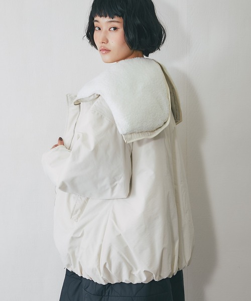 （新品）  ボアジャケット S ホワイト タグ付き セール】2WAYフード付きボアジャケット（ブルゾン）｜ANOTHER S
