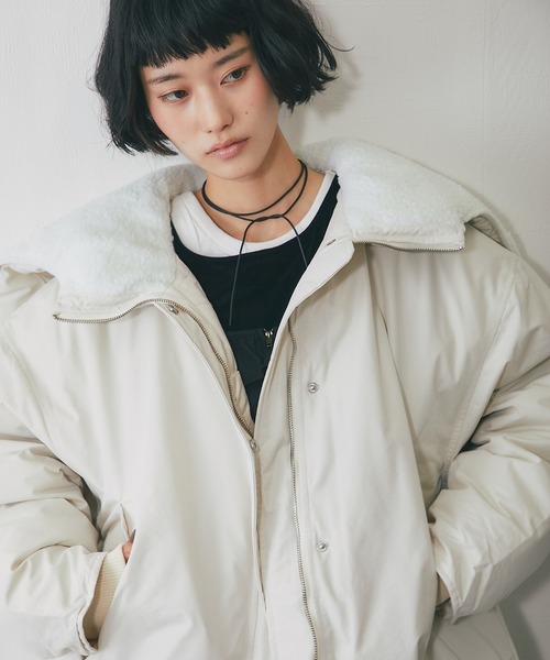 ANOTHER S(アナザーエス)の「2WAYフード付きボアジャケット(ブルゾン・レディース・ブラック/グレー/グリーン/アイボリー・FREE)」の10枚目の写真