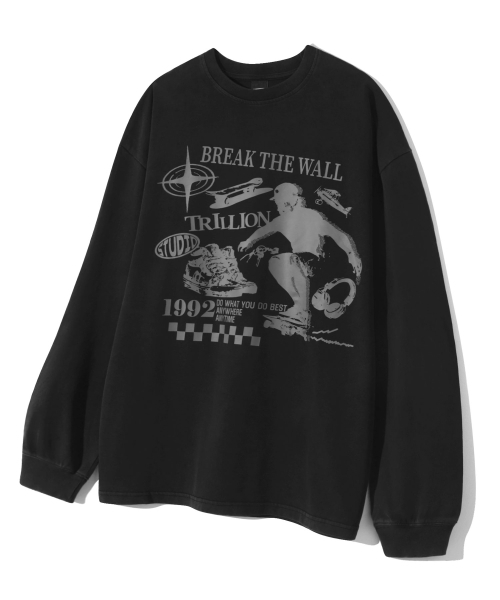TRILLION(トリリオン)の「スケートボードピグメントグラフィックロングスリーブ(BLACK)(Tシャツ/カットソー・レディース・その他・LARGE/X-LARGE/MEDIUM)」の1枚目の写真