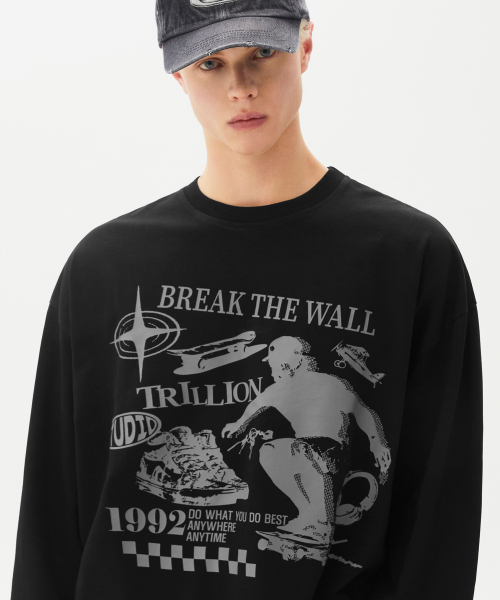 TRILLION(トリリオン)の「スケートボードピグメントグラフィックロングスリーブ(BLACK)(Tシャツ/カットソー・レディース・その他・LARGE/X-LARGE/MEDIUM)」の2枚目の写真