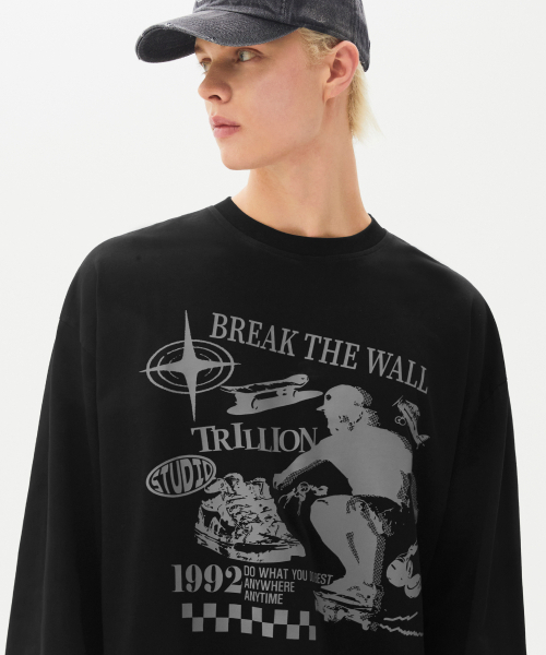 TRILLION(トリリオン)の「スケートボードピグメントグラフィックロングスリーブ(BLACK)(Tシャツ/カットソー・レディース・その他・LARGE/X-LARGE/MEDIUM)」の3枚目の写真