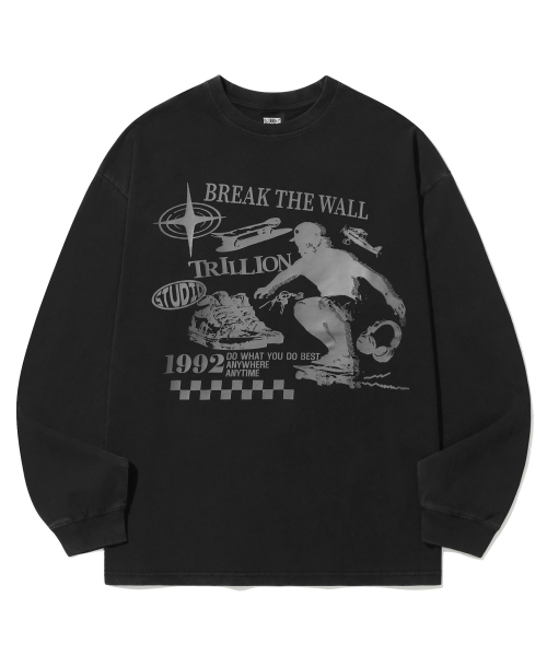 TRILLION(トリリオン)の「スケートボードピグメントグラフィックロングスリーブ(BLACK)(Tシャツ/カットソー・レディース・その他・LARGE/X-LARGE/MEDIUM)」の4枚目の写真