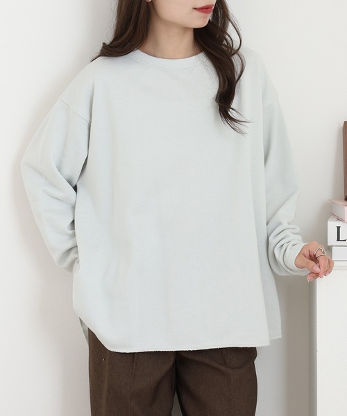 OMNES（オムネス）の「裏毛Aライン長袖プルオーバー（Tシャツ/カットソー・レディース・ミント・FREE）」の2枚目の写真