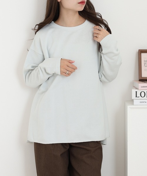 OMNES（オムネス）の「裏毛Aライン長袖プルオーバー（Tシャツ/カットソー・レディース・ミント・FREE）」の4枚目の写真