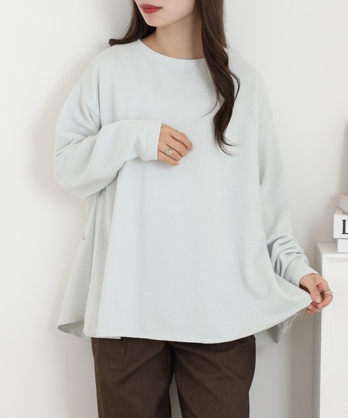 OMNES（オムネス）の「裏毛Aライン長袖プルオーバー（Tシャツ/カットソー・レディース・ミント・FREE）」の3枚目の写真