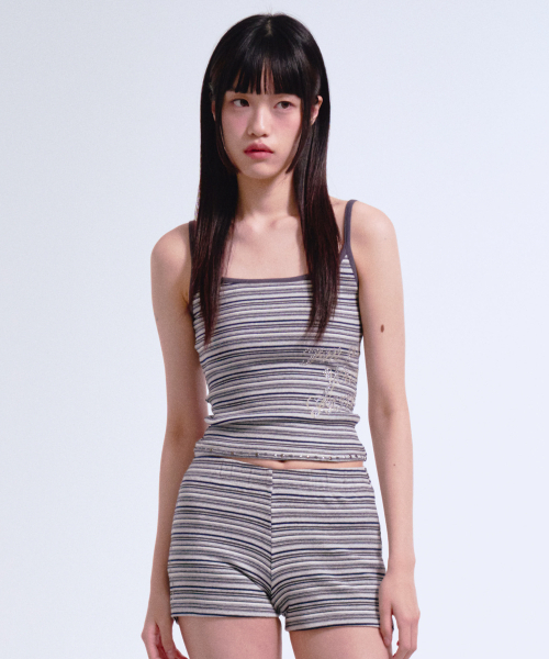 PRENDA(プレンダ)の「HOTFIX SLIM STRIPE SLEEVE LESS GRAY(Tシャツ/カットソー・レディース・その他・FREE)」の1枚目の写真