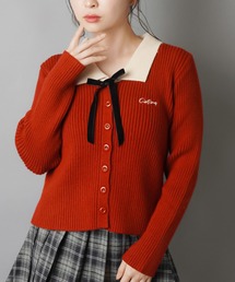 SPINNS | 顔まわりが一気に華やぐ♪バイカラー襟×リボンカーディガン(カーディガン/ボレロ)