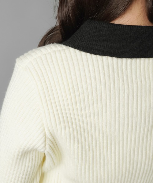 SPINNS（スピンズ）の「顔まわりが一気に華やぐ♪バイカラー襟×リボンカーディガン（カーディガン/ボレロ・レディース・レッド/グレー/オフホワイト/ブラック・ONESIZE）」の14枚目の写真