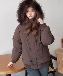 ダウンジャケット/コート（ブラウン/茶色系・フェイクファー