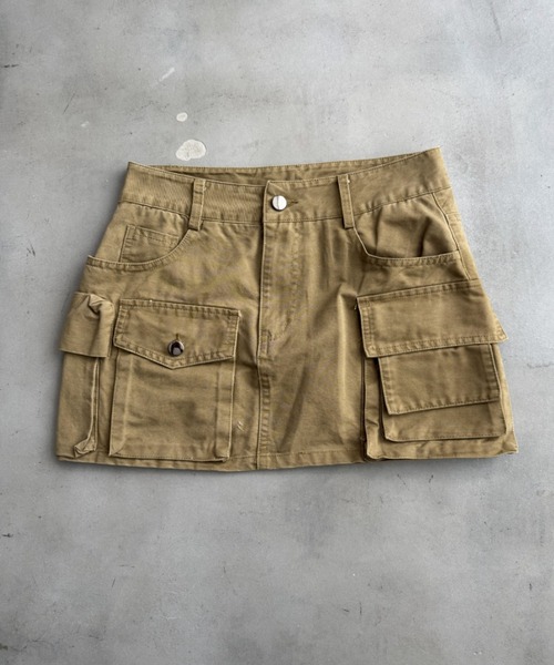 SHAGGIE(シャギー)の「ウォッシュ加工カーゴミニスカート(スカート・レディース・カーキ/ベージュ・MEDIUM/SMALL)」の17枚目の写真