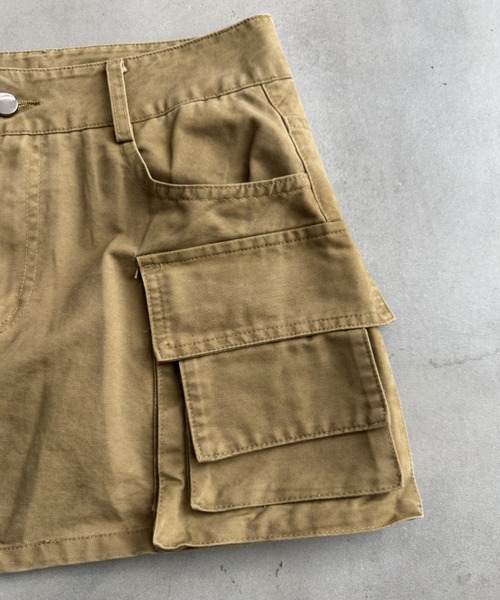 SHAGGIE(シャギー)の「ウォッシュ加工カーゴミニスカート(スカート・レディース・カーキ/ベージュ・MEDIUM/SMALL)」の19枚目の写真