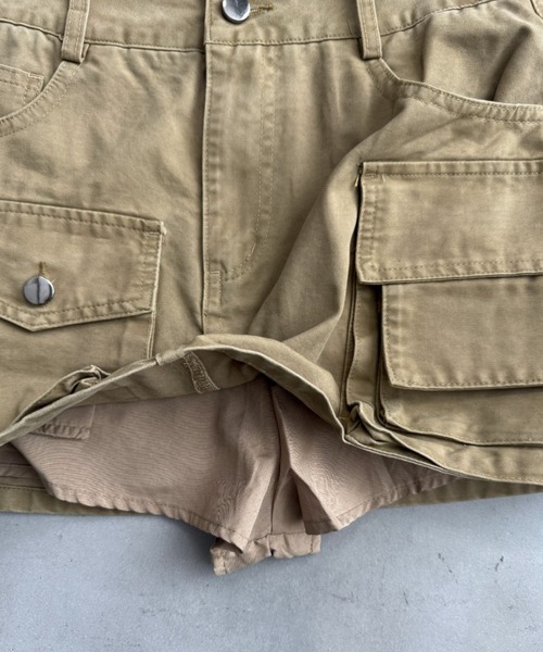 SHAGGIE(シャギー)の「ウォッシュ加工カーゴミニスカート(スカート・レディース・カーキ/ベージュ・MEDIUM/SMALL)」の20枚目の写真