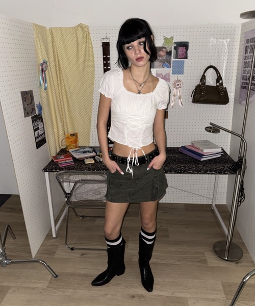 SHAGGIE(シャギー)の「ウォッシュ加工カーゴミニスカート(スカート・レディース・カーキ/ベージュ・MEDIUM/SMALL)」の15枚目の写真