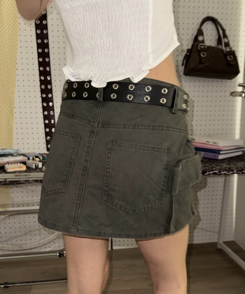 SHAGGIE(シャギー)の「ウォッシュ加工カーゴミニスカート(スカート・レディース・カーキ/ベージュ・MEDIUM/SMALL)」の11枚目の写真
