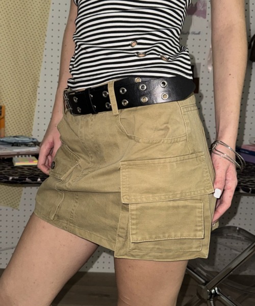 SHAGGIE(シャギー)の「ウォッシュ加工カーゴミニスカート(スカート・レディース・カーキ/ベージュ・MEDIUM/SMALL)」の11枚目の写真