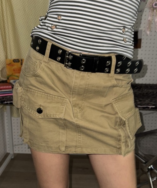 SHAGGIE(シャギー)の「ウォッシュ加工カーゴミニスカート(スカート・レディース・カーキ/ベージュ・MEDIUM/SMALL)」の10枚目の写真