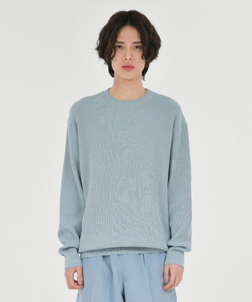 BROWNYARD(ブラウンヤード)の「ハイデンシティクルーネックニット、ブルーグレー(ニット/セーター・メンズ・その他・3/4/5)」の3枚目の写真