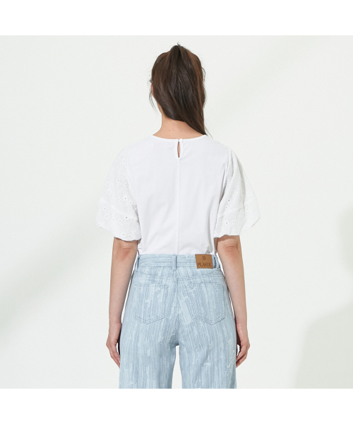 PLASTIC ISLAND(プラスティックアイランド)の「レースバルーン袖Tシャツ PR2CH567(Tシャツ/カットソー・レディース・ホワイト・SMALL/MEDIUM)」の3枚目の写真