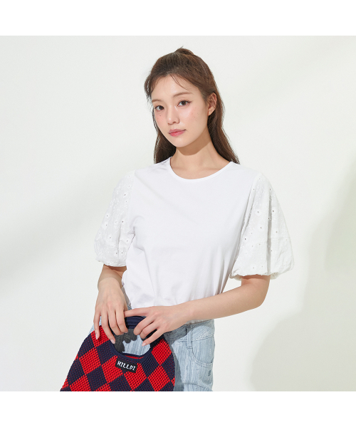 PLASTIC ISLAND(プラスティックアイランド)の「レースバルーン袖Tシャツ PR2CH567(Tシャツ/カットソー・レディース・ホワイト・SMALL/MEDIUM)」の4枚目の写真