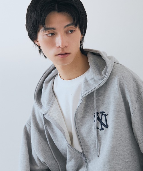 SAVIER(サビアー)の「【SAVIER:サビアー】NY ロゴ刺繍 ショート丈 フルジップパーカー 【セットアップ可能】(パーカー・メンズ・杢グレー/ネイビー/ブラック・LARGE/MEDIUM)」の19枚目の写真