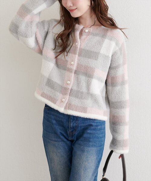 natural couture(ナチュラルクチュール)の「チェック柄シャギーニットカーデ(カーディガン/ボレロ・レディース・その他1/その他2/その他3/その他4・FREE)」の22枚目の写真