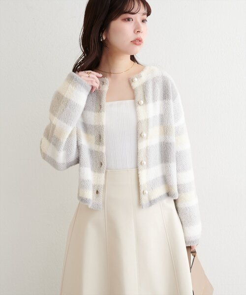 natural couture(ナチュラルクチュール)の「チェック柄シャギーニットカーデ(カーディガン/ボレロ・レディース・その他1/その他2/その他3/その他4・FREE)」の21枚目の写真
