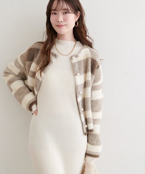 natural couture(ナチュラルクチュール)の「チェック柄シャギーニットカーデ(カーディガン/ボレロ・レディース・その他1/その他2/その他3/その他4・FREE)」の8枚目の写真