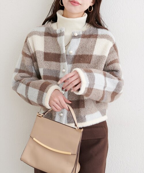 natural couture(ナチュラルクチュール)の「チェック柄シャギーニットカーデ(カーディガン/ボレロ・レディース・その他1/その他2/その他3/その他4・FREE)」の11枚目の写真