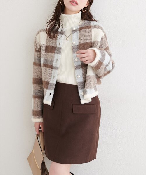 natural couture(ナチュラルクチュール)の「チェック柄シャギーニットカーデ(カーディガン/ボレロ・レディース・その他1/その他2/その他3/その他4・FREE)」の13枚目の写真