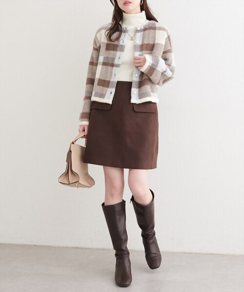 natural couture(ナチュラルクチュール)の「チェック柄シャギーニットカーデ(カーディガン/ボレロ・レディース・その他1/その他2/その他3/その他4・FREE)」の6枚目の写真