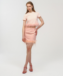 MOONSUN（ムーンサン）の「Ostrich Hair Mini Skirt / Flamingo（スカート）」