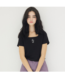スクエアネッククロップTシャツブラック