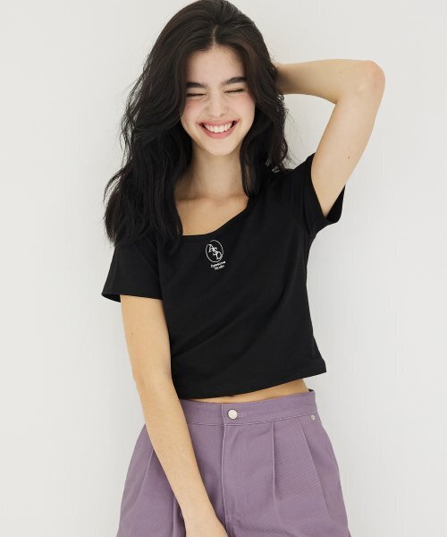 AWESOME STUDIO(オーサムスタジオ)の「スクエアネッククロップTシャツブラック(Tシャツ/カットソー・レディース・その他・FREE)」の6枚目の写真