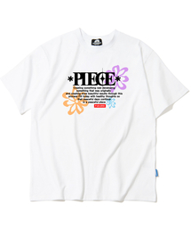 ピースフラワーグラフィックTシャツ - ホワイト