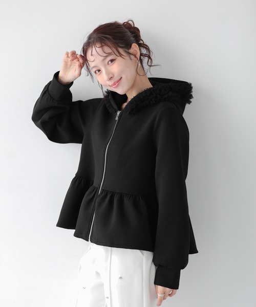 Fit more(フィットモア)の「ダンボールチュールフードジップアップパーカー(パーカー・レディース・ブラック/グレー/ホワイト・FREE)」の9枚目の写真