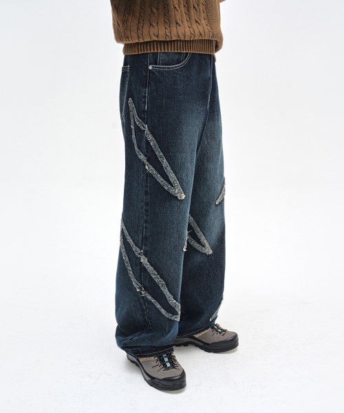 DECET（デケト）の「Fringe Applique Wide Jeans DCPT054DBlueA（デニムパンツ・レディース・その他・26/28/30/32/34）」の4枚目の写真